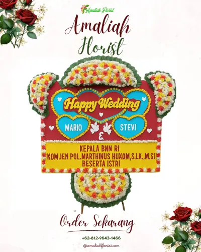 Karangan Papan Bunga Pernikahan di Cigandamekar